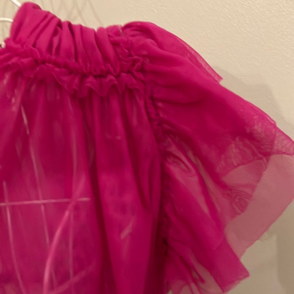 Free People Pink Fuchsia Tulle Top “Making Me Smile Ruched top” Sz M - Picture 8 of 9